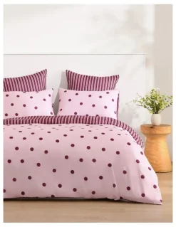 Dreamaker Dreamaker Pippa Reversible Quilt Cover Set in Pink/Plum