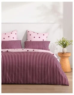 Dreamaker Dreamaker Pippa Reversible Quilt Cover Set in Pink/Plum