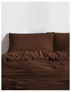 Dreamaker Dreamaker Superfine Washed Microfibre Quilt Cover Set in Chocolate