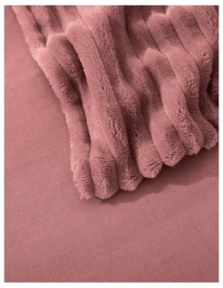 Dreamaker Embossed Teddy Fleece Quilt Cover Set in Blush
