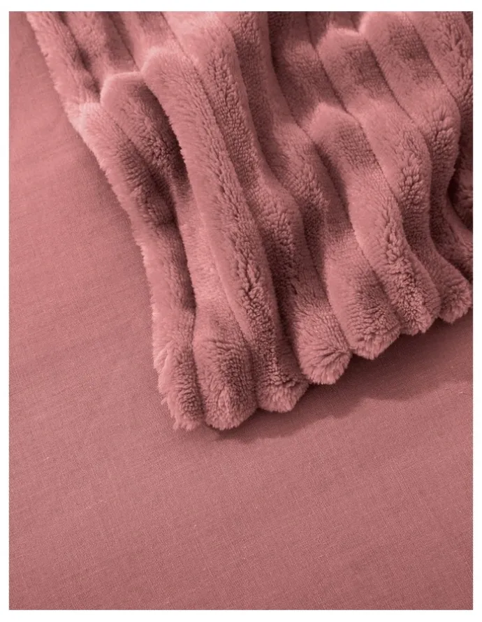 Dreamaker Embossed Teddy Fleece Quilt Cover Set in Blush