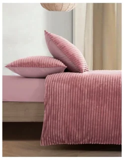 Dreamaker Embossed Teddy Fleece Quilt Cover Set in Blush