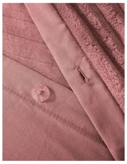 Dreamaker Embossed Teddy Fleece Quilt Cover Set in Blush