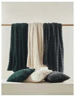 Dreamaker Emmett Textured Faux Fur Throw in Cream