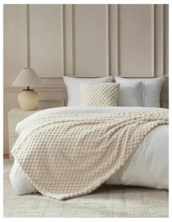 Dreamaker Emmett Textured Faux Fur Throw in Cream