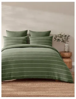 Dreamaker Jersey Luxe 100% Cotton Reversible Quilt Cover Set in Olive