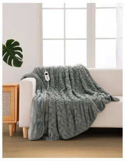 Dreamaker Luxury Faux Fur Electric Heated Throw Blanket in Silver