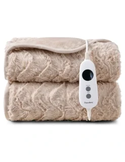 Dreamaker Luxury Faux Fur Electric Heated Throw Blanket in Natural