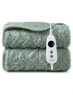Dreamaker Luxury Faux Fur Electric Heated Throw Blanket in Leaf