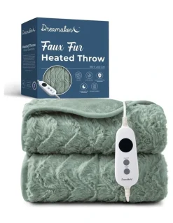 Dreamaker Luxury Faux Fur Electric Heated Throw Blanket in Leaf