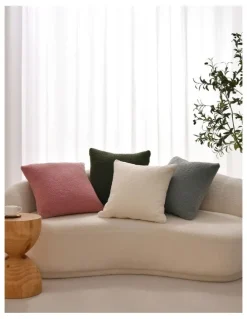 Dreamaker Otis Teddy Fleece Cushion Covers 45x45cm Set of 2 in Moss Green