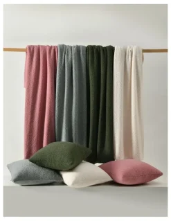 Dreamaker Otis Teddy Fleece Double-Sided Throw 130x160cm in Moss Green
