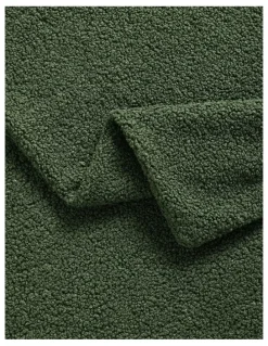 Dreamaker Otis Teddy Fleece Double-Sided Throw 130x160cm in Moss Green