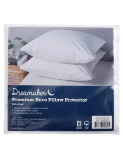 Dreamaker Premium Cotton European Pillow Protector 2 Pack 65x65cm in White
