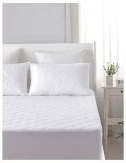 Dreamaker Quilted Cotton Cover Mattress Protector in White