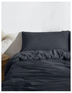 Dreamaker Superfine Washed Microfibre Quilt Cover Set in Navy