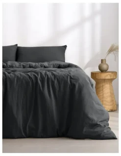 Dreamaker Superfine Washed Microfibre Quilt Cover Set in Black