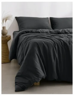 Dreamaker Superfine Washed Microfibre Quilt Cover Set in Black