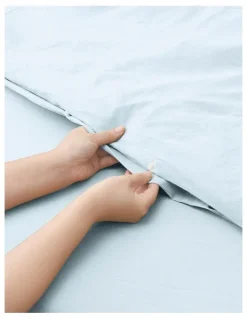 Dreamaker Superfine Washed Microfibre Quilt Cover Set in Ice Blue
