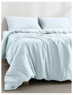 Dreamaker Superfine Washed Microfibre Quilt Cover Set in Ice Blue