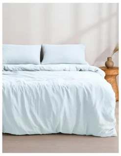 Dreamaker Superfine Washed Microfibre Quilt Cover Set in Ice Blue