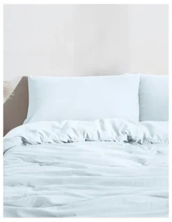 Dreamaker Superfine Washed Microfibre Quilt Cover Set in Ice Blue