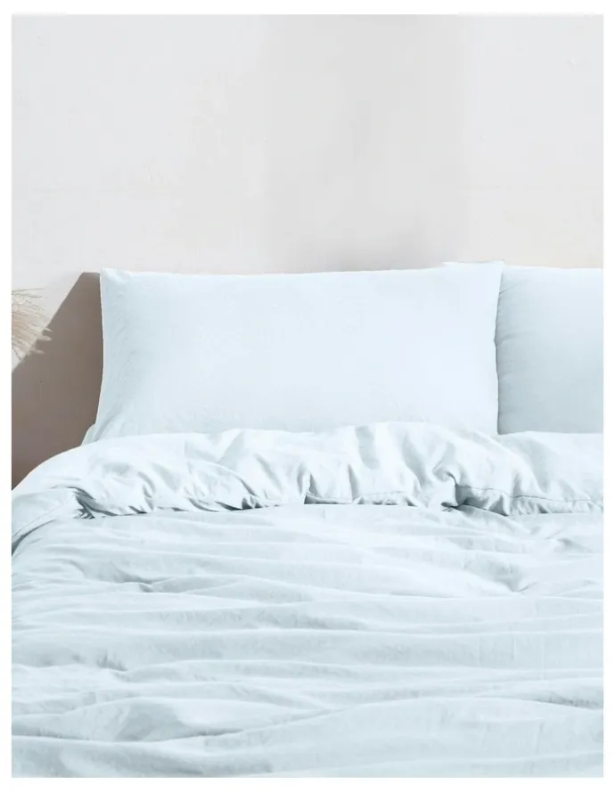 Dreamaker Superfine Washed Microfibre Quilt Cover Set in Ice Blue