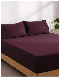Dreamaker Superfine Washed Microfibre Combo Fitted Sheet Set in Cherry