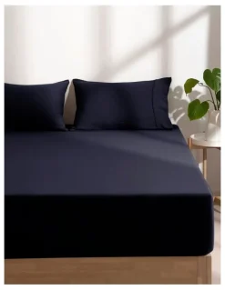 Dreamaker Superfine Washed Microfibre Combo Fitted Sheet Set in Navy