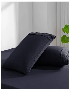 Dreamaker Superfine Washed Microfibre Combo Fitted Sheet Set in Navy
