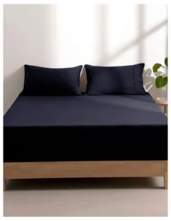 Dreamaker Superfine Washed Microfibre Combo Fitted Sheet Set in Navy