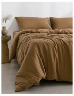 Dreamaker Superfine Washed Microfibre Quilt Cover Set in Rust