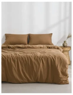 Dreamaker Superfine Washed Microfibre Quilt Cover Set in Rust