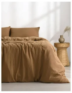 Dreamaker Superfine Washed Microfibre Quilt Cover Set in Rust