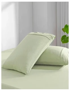 Dreamaker Superfine Washed Microfibre Combo Fitted Sheet Set in Sage Green