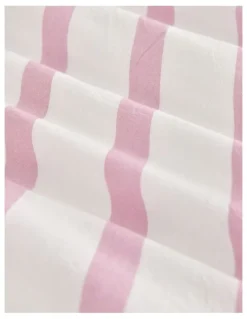 Dreamaker Washed Cotton Yarn Dyed Stripe Cot Quilt Cover Set in Pink Pearl