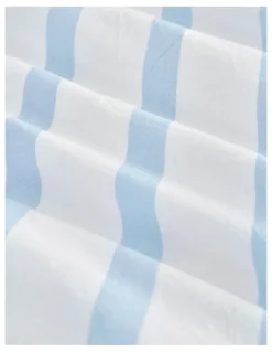 Dreamaker Washed Cotton Yarn Dyed Large Cot Stripe Fitted Sheet Set in Sky