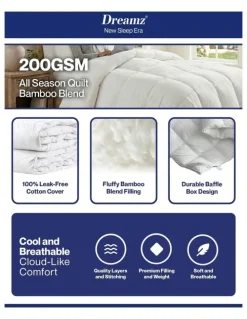 DreamZ 200gsm All Season Quilt Soft King Single Size