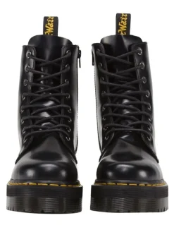 Dr Martens Jadon 8 Eye Polished Smooth Leather Platform Boot in Black