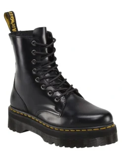 Dr Martens Jadon 8 Eye Polished Smooth Leather Platform Boot in Black