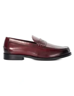Dune London Samson Loafer in Burgundy Red