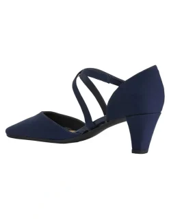Easy Steps Adison Navy Fabric Heeled Shoes