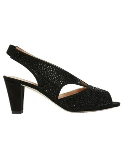 Easy Steps Angie Sandal Heel in Black Fabric