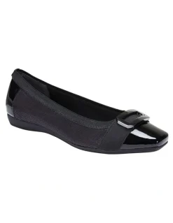 Easy Steps Tamsin Black Patent/Print Flat Shoes