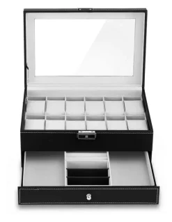 Embellir 12 Grids Watch Organizer Jewelry Display Storage Box in Black