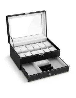 Embellir 12 Grids Watch Organizer Jewelry Display Storage Box in Black