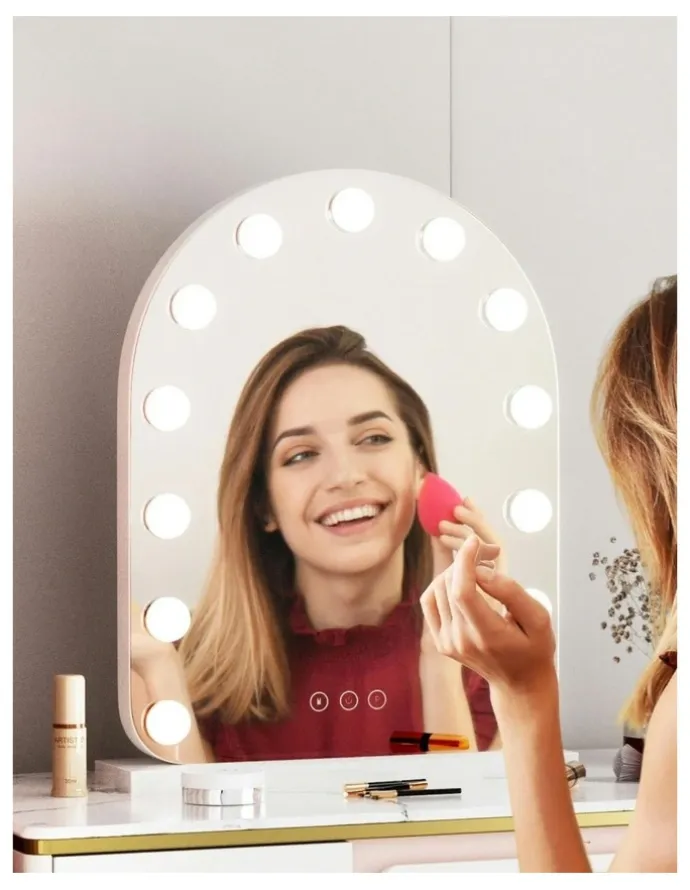 Embellir LED Bulb Light with 5x Magnification Makeup Mirror 40x50cm in White Arch