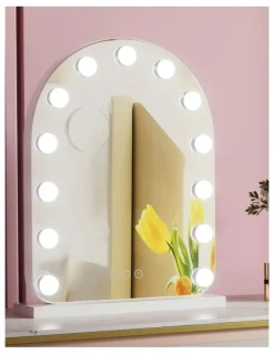 Embellir LED Bulb Light with 5x Magnification Makeup Mirror 40x50cm in White Arch
