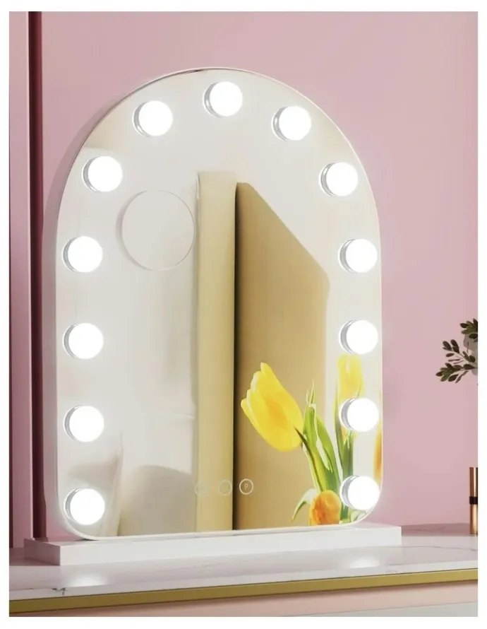 Embellir LED Bulb Light with 5x Magnification Makeup Mirror 40x50cm in White Arch