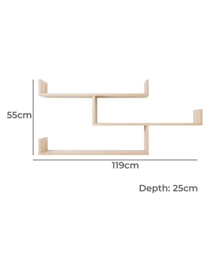 European Cabinetry Zurich Multi Level Decorative Display Shelf Kit Nordic Ash